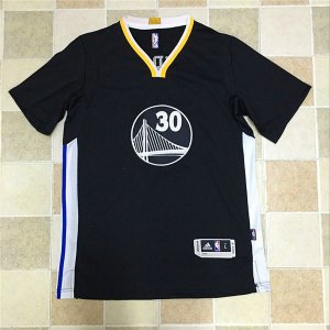 Maillot De Basket Golden State Warriors Stephen Curry 30 Brode AU Fabric Manches Courtes Noir